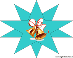 Biglietto Natale a forma di stella con campane