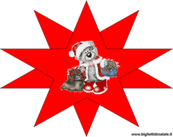 Biglietti Natale stella con orsetto